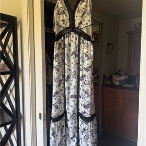 Elegant Black and White Floral Dress